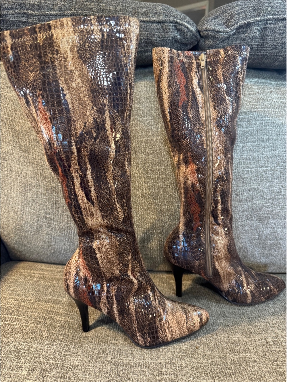 vintage Diba snakeskin stiletto knee high boots Size 6M - Picture 3 of 8
